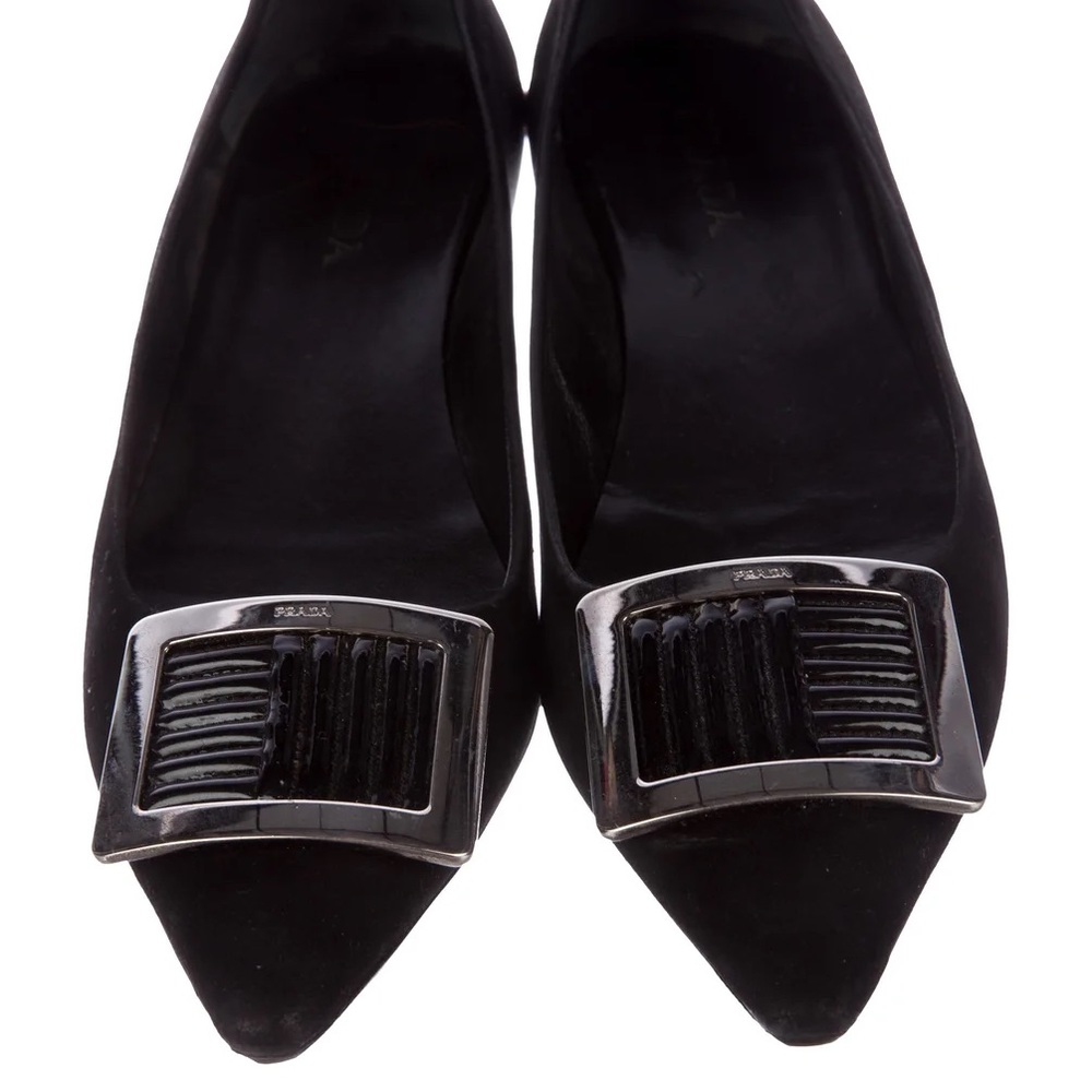 Prada Suede Buckle Flats
